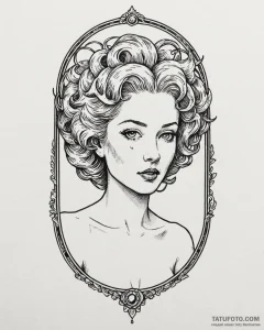A surrealist tattoo of the "lady in the radia... - эскиз тату (№1752970386_0, 20.07.2025 00:13) — Tatufoto.com