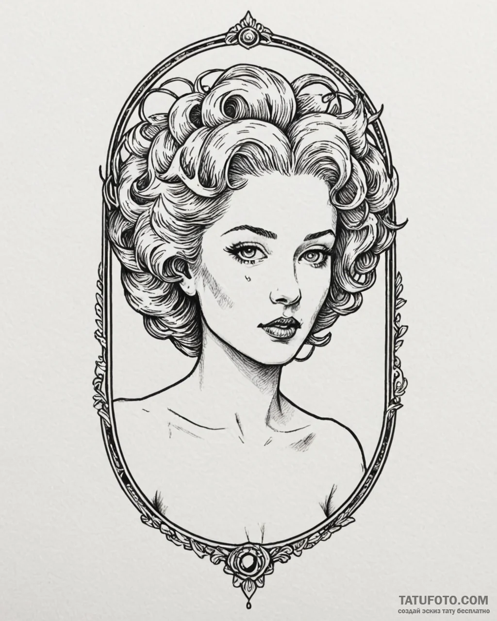 A surrealist tattoo of the "lady in the radia... - эскиз тату (№1752970386_0, 20.07.2025 00:13) — Tatufoto.com