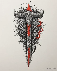 Tattoo sketch: a war hammer stylized after pe... - эскиз тату (№1752970554_0, 20.07.2025 00:15) — Tatufoto.com