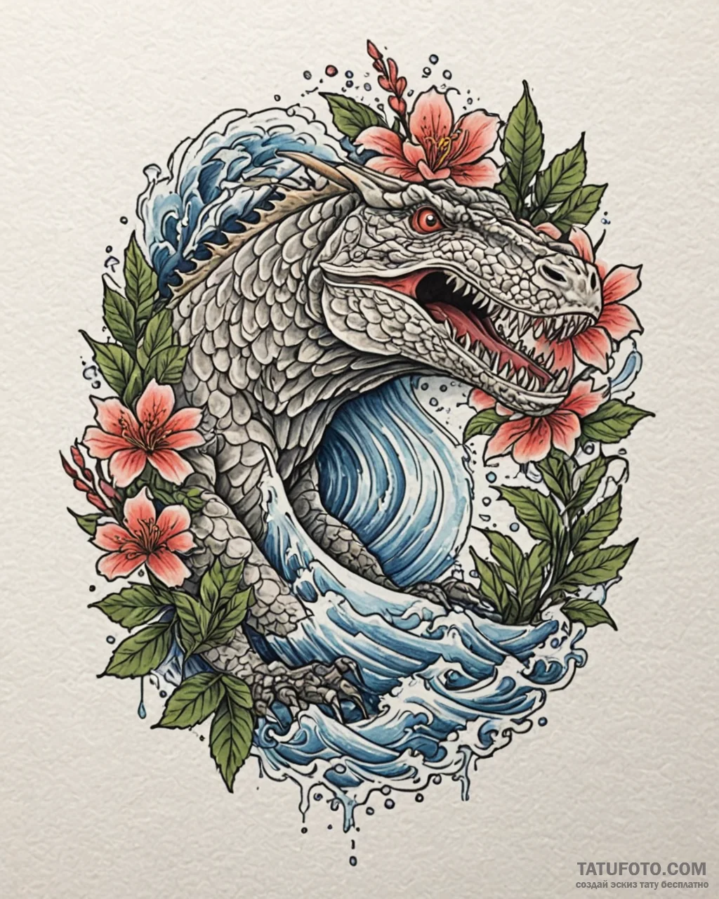 A watercolor sketch of a raptor hiding in the... - эскиз тату (№1752970892_0, 20.07.2025 00:21) — Tatufoto.com