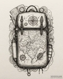Tattoo sketch a set of adventurer's tools a b... - эскиз тату (№1752971147_0, 20.07.2025 00:25) — Tatufoto.com