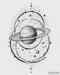 Saturn (planet), tattoo line art, watercolor... - эскиз тату (№1752971736_0, 20.07.2025 00:35) — Tatufoto.com