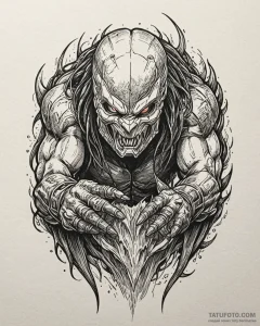 A graphic novel panel of dutch and the predat... - эскиз тату (№1752971906_0, 20.07.2025 00:38) — Tatufoto.com