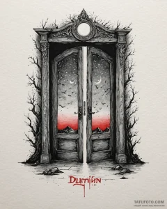 A watercolor sketch of the doors of durin at... - эскиз тату (№1752972494_0, 20.07.2025 00:48) — Tatufoto.com