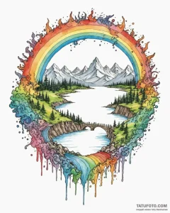 A watercolor sketch of the bifrost bridge, a... - эскиз тату (№1752972664_0, 20.07.2025 00:51) — Tatufoto.com