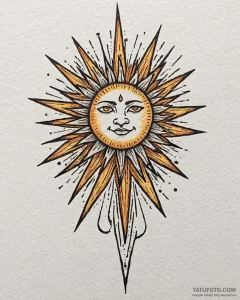 Tattoo sketch a single leo glyph radiating mi... - эскиз тату (№1752973085_0, 20.07.2025 00:58) — Tatufoto.com