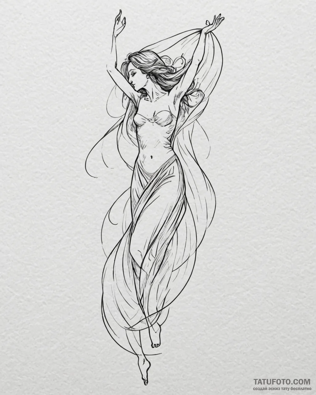 Tattoo sketch a delicate, transparent curtain… — эскиз тату (№1752973340_0, 20.07.2025 01:02) — Tatufoto.com