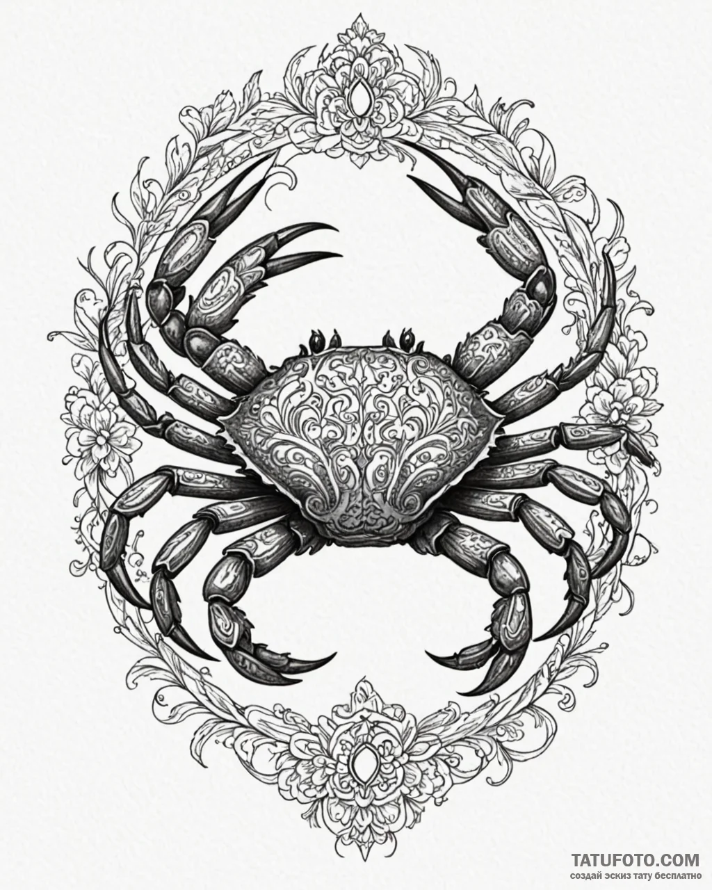 Tattoo design a cancer crab as a watercolor s… — эскиз тату (№1752973509_0, 20.07.2025 01:05) — Tatufoto.com