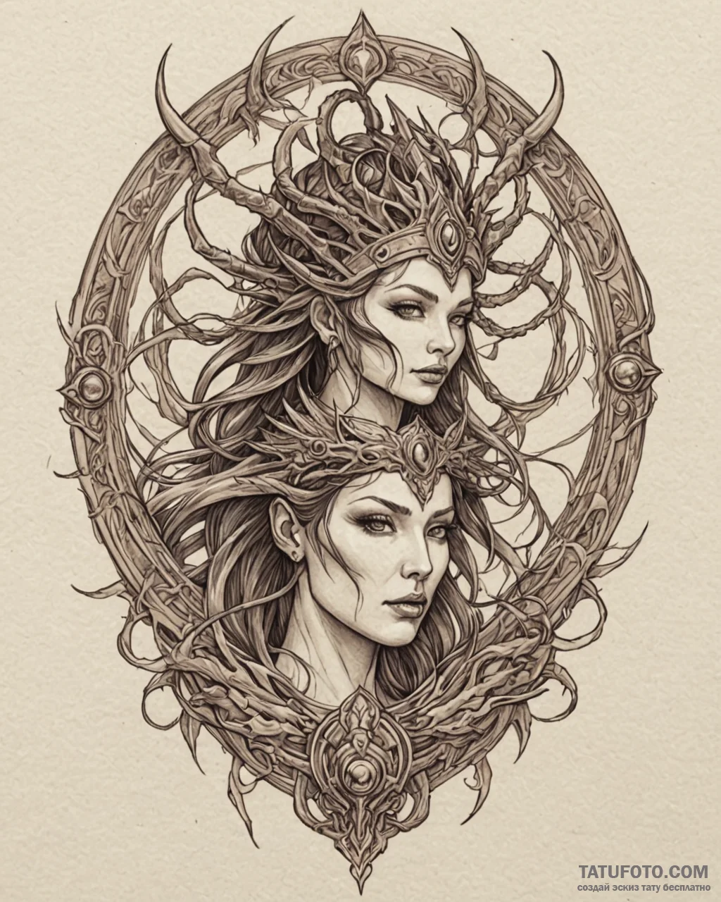 A sketch of sarah kerrigan, the queen of blad... - эскиз тату (№1752973678_0, 20.07.2025 01:07) — Tatufoto.com