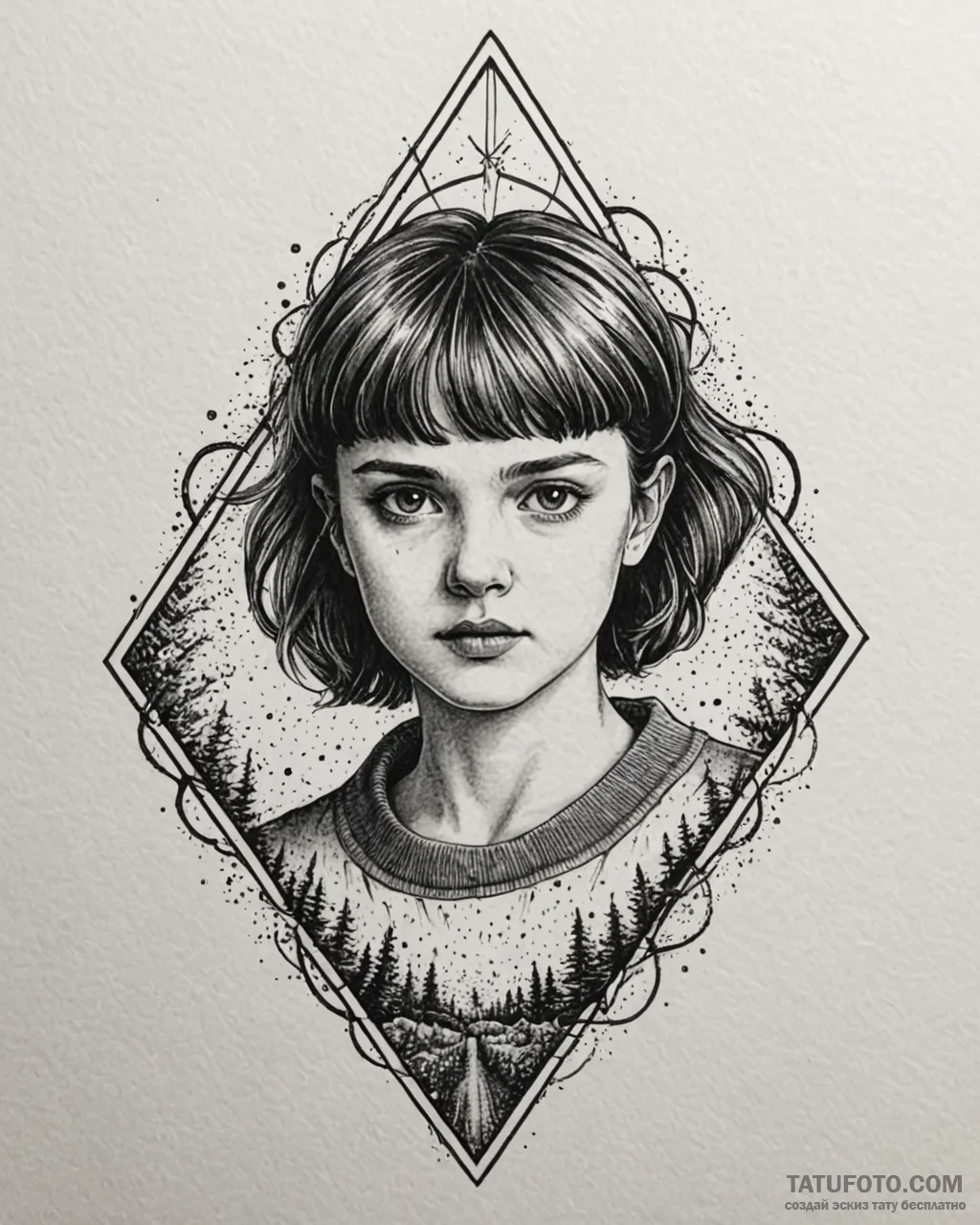 очень странные дела (stranger things), concep... - эскиз тату (№1752973763_0, 20.07.2025 01:09) — Tatufoto.com
