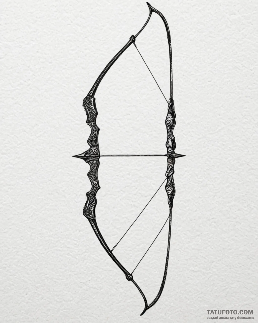 Tattoo sketch a traditional archery bow, unst... - эскиз тату (№1752974016_0, 20.07.2025 01:13) — Tatufoto.com