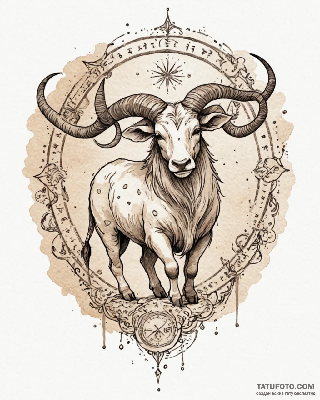 Tattoo design a zodiac animal with a single,... - эскиз тату (№1752974186_0, 20.07.2025 01:16) — Tatufoto.com