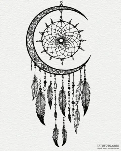 Tattoo design a crescent moon with a delicate... - эскиз тату (№1752974438_0, 20.07.2025 01:20) — Tatufoto.com