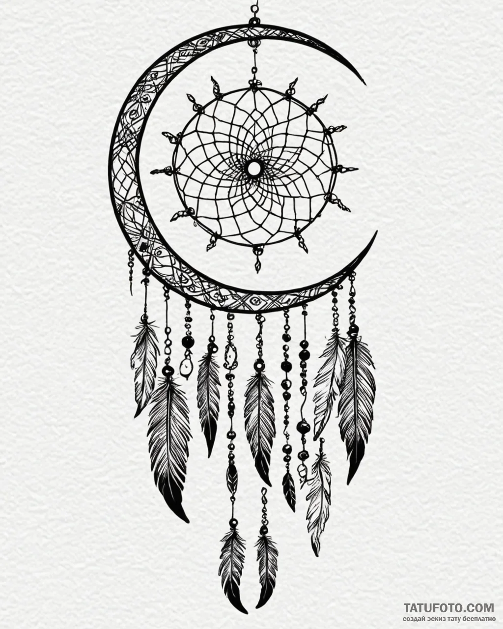 Tattoo design a crescent moon with a delicate... - эскиз тату (№1752974438_0, 20.07.2025 01:20) — Tatufoto.com