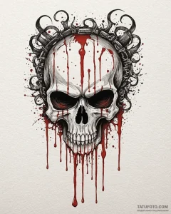 A trash polka composition of the punisher sku... - эскиз тату (№1752974522_0, 20.07.2025 01:22) — Tatufoto.com