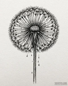A detailed macro shot of a dandelion seed hea... - эскиз тату (№1752975112_0, 20.07.2025 01:31) — Tatufoto.com