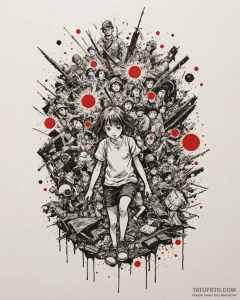 A trash polka composition of the horrors of w... - эскиз тату (№1752976129_0, 20.07.2025 01:48) — Tatufoto.com