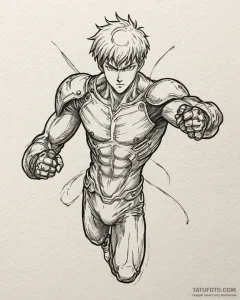 A sketch of genos from one-punch man, in a dy... - эскиз тату (№1752976569_0, 20.07.2025 01:56) — Tatufoto.com