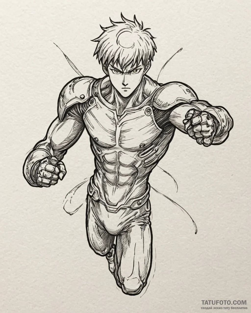 A sketch of genos from one-punch man, in a dy... - эскиз тату (№1752976569_0, 20.07.2025 01:56) — Tatufoto.com