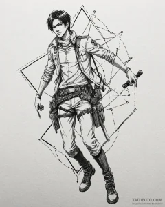 A sketch of captain levi from attack on titan... - эскиз тату (№1752977052_0, 20.07.2025 02:04) — Tatufoto.com