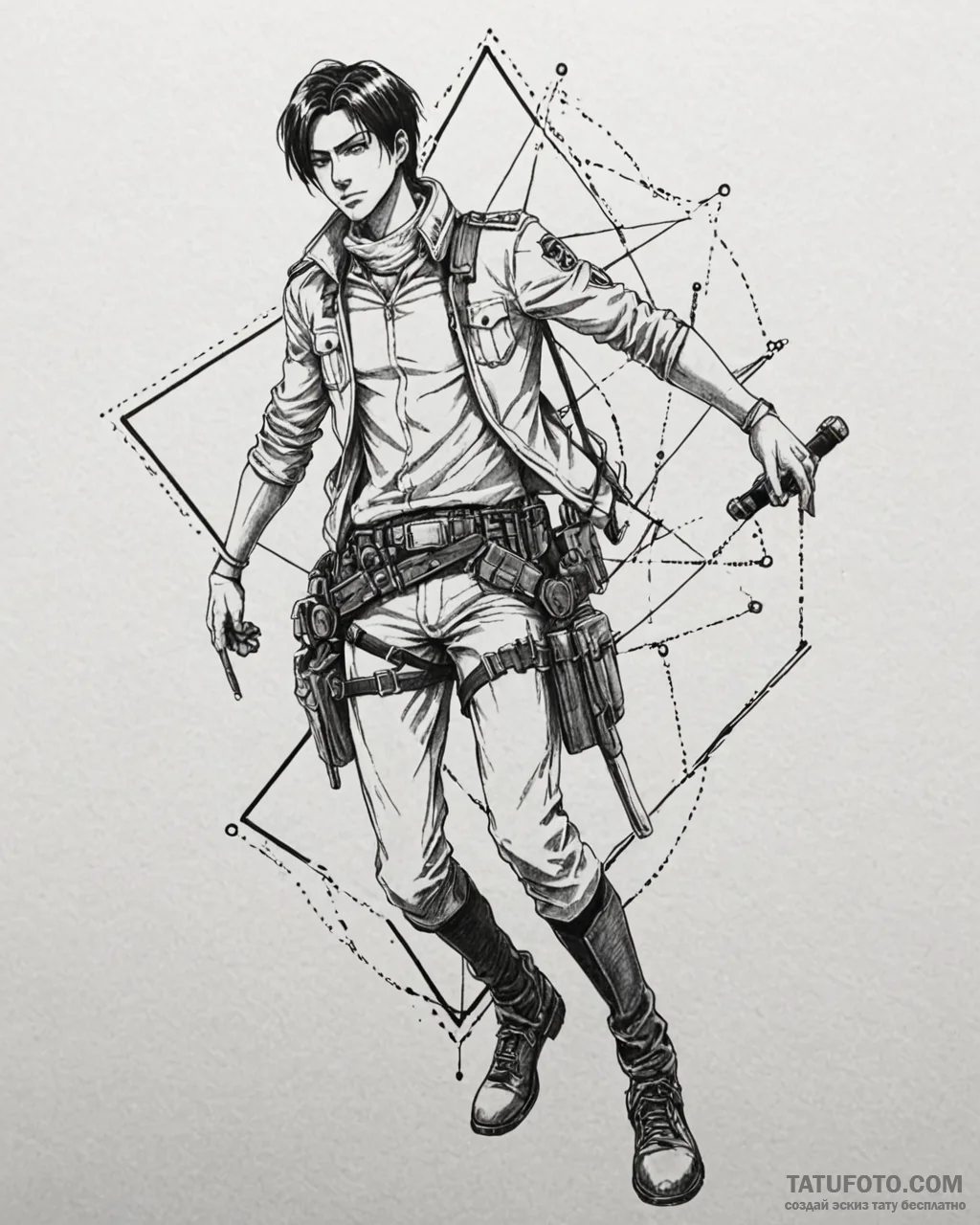 A sketch of captain levi from attack on titan… — эскиз тату (№1752977052_0, 20.07.2025 02:04) — Tatufoto.com