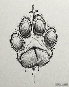 Paw, concept art for tattoo, on a clean white... - эскиз тату (№1752977557_0, 20.07.2025 02:12) — Tatufoto.com