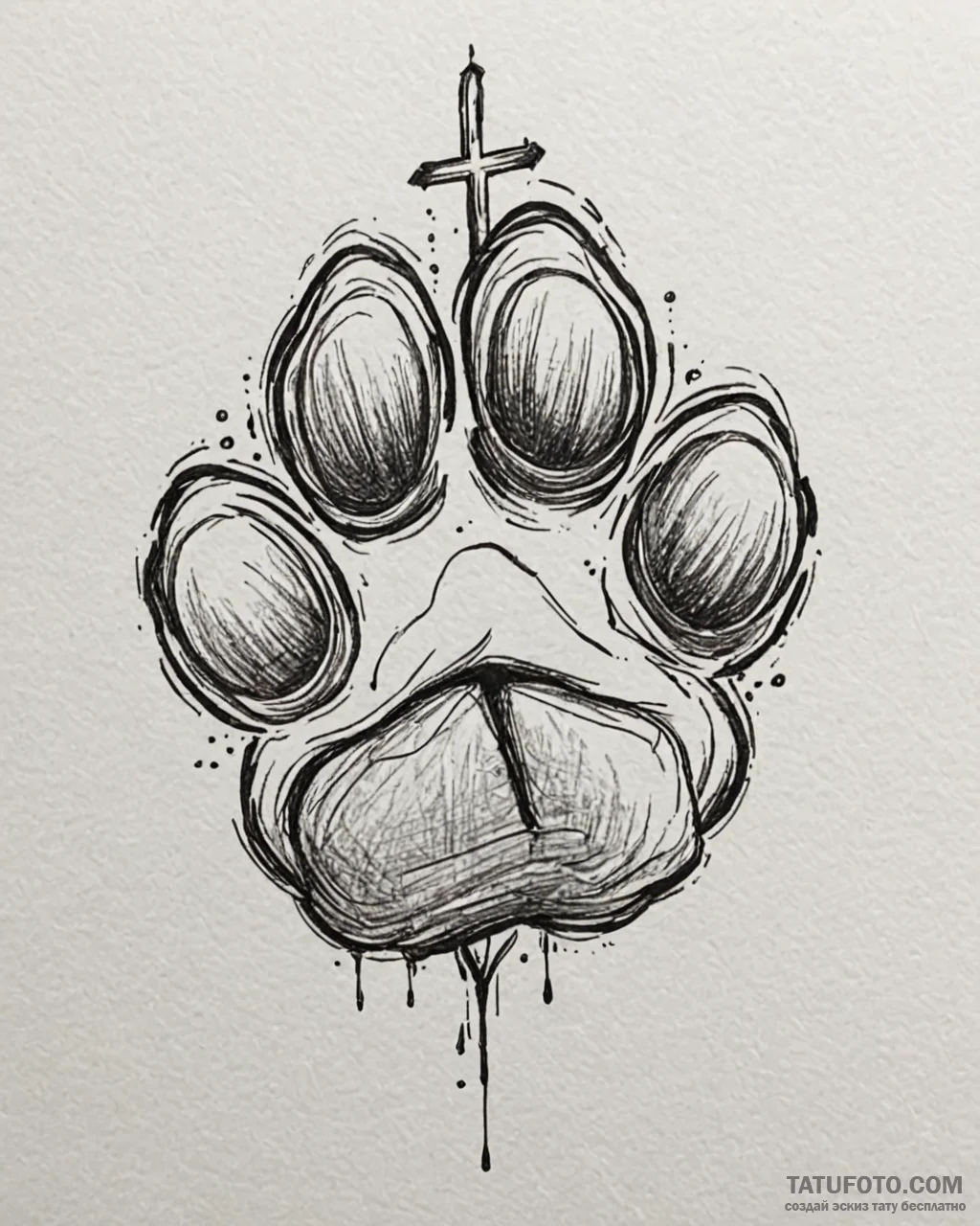 Paw, concept art for tattoo, on a clean white... - эскиз тату (№1752977557_0, 20.07.2025 02:12) — Tatufoto.com