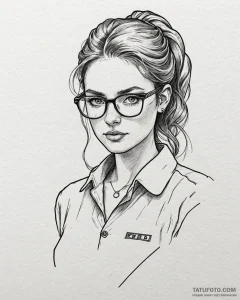 An intense portrait of a female programmer, c... - эскиз тату (№1752977726_0, 20.07.2025 02:15) — Tatufoto.com