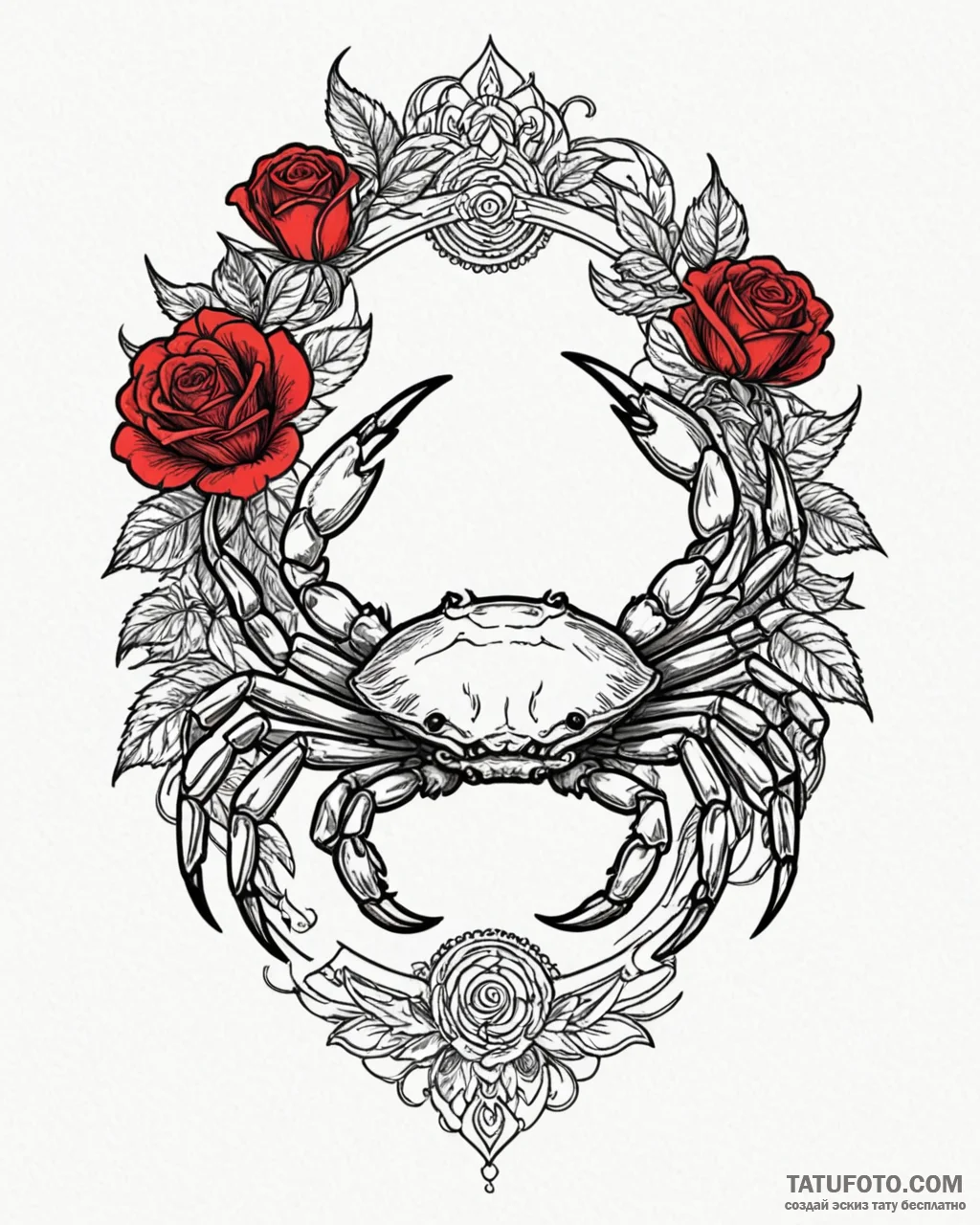 Tattoo design a cancer crab as a guardian of... - эскиз тату (№1752977810_0, 20.07.2025 02:16) — Tatufoto.com