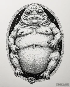 Sketch of jabba the hutt, detailed and grotes... - эскиз тату (№1752978401_0, 20.07.2025 02:26) — Tatufoto.com