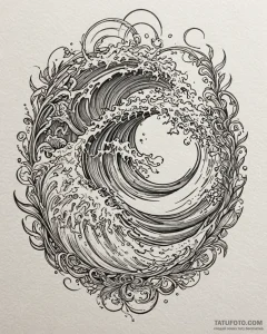 Tattoo design a pair of matching waves, one o... - эскиз тату (№1752978485_0, 20.07.2025 02:28) — Tatufoto.com