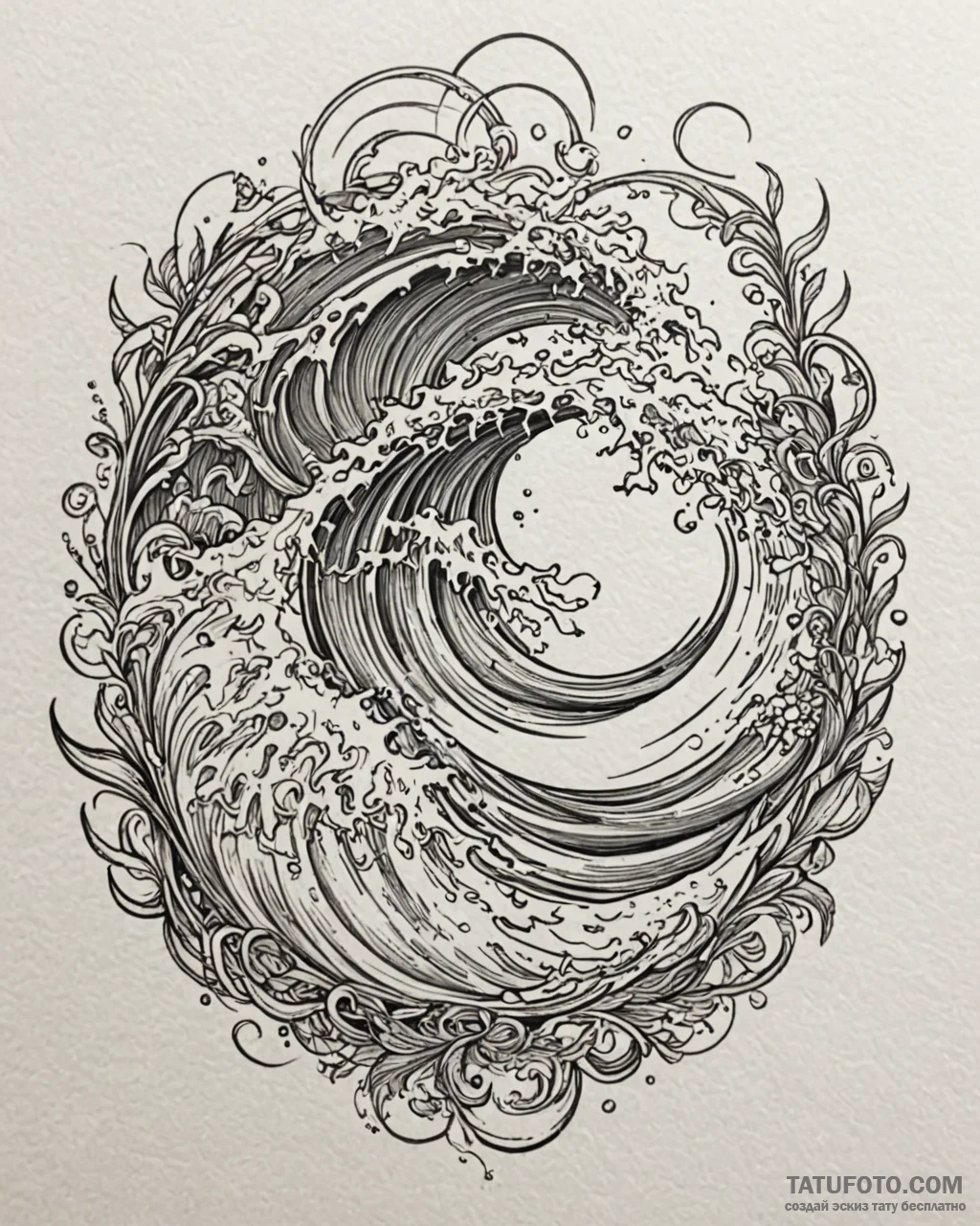 Tattoo design a pair of matching waves, one o... - эскиз тату (№1752978485_0, 20.07.2025 02:28) — Tatufoto.com