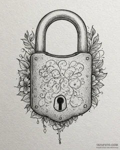 Tattoo design a padlock with a date engraved... - эскиз тату (№1752978737_0, 20.07.2025 02:32) — Tatufoto.com