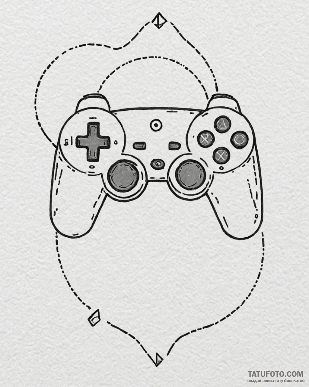 Tattoo sketch a gamepad d-pad with directions… — эскиз тату (№1752978905_0, 20.07.2025 02:35) — Tatufoto.com