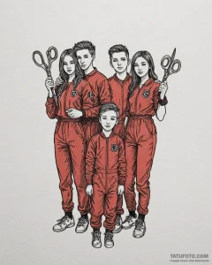 A sketch of the tethered family from us, with... - эскиз тату (№1752979326_0, 20.07.2025 02:42) — Tatufoto.com