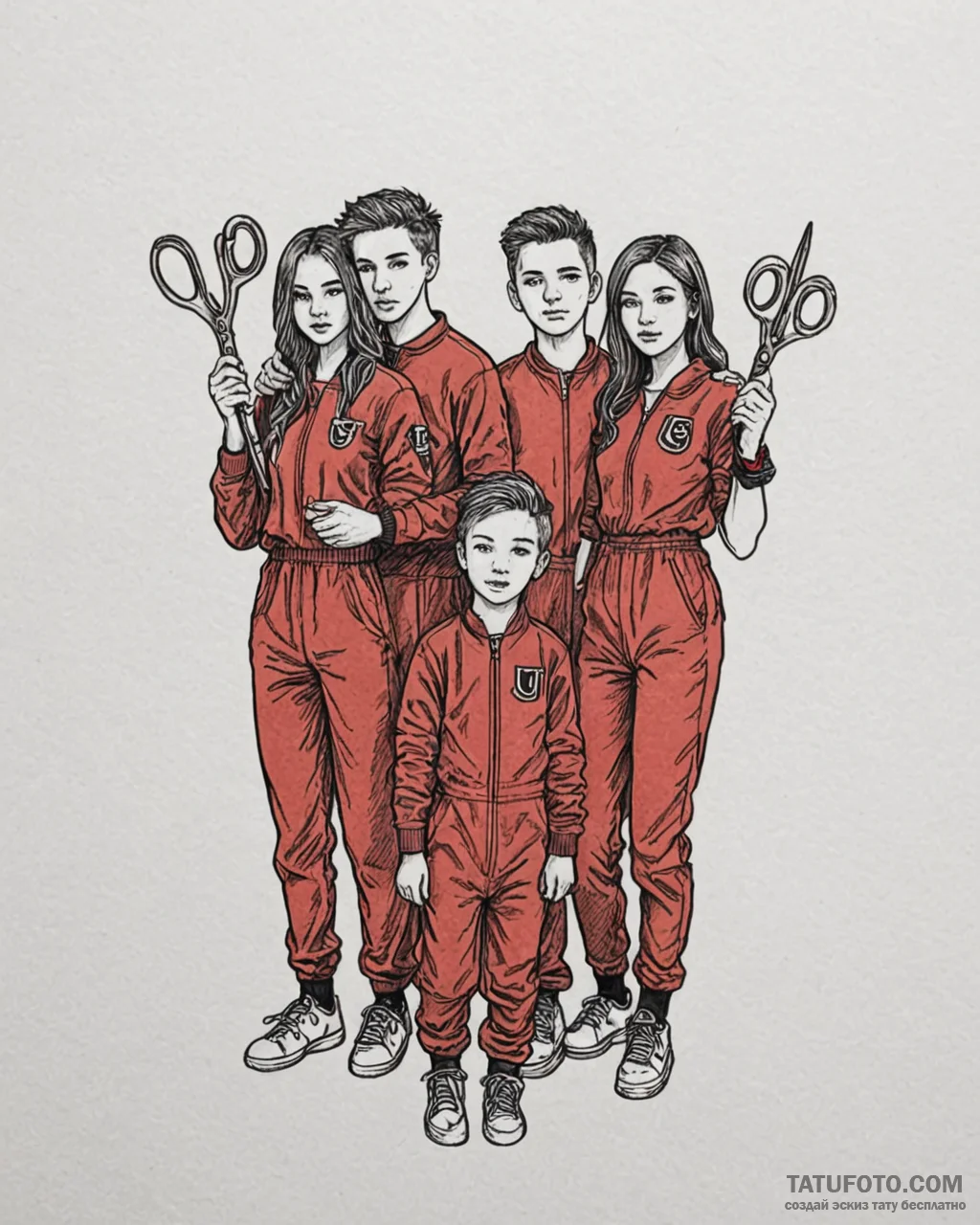 A sketch of the tethered family from us, with... - эскиз тату (№1752979326_0, 20.07.2025 02:42) — Tatufoto.com