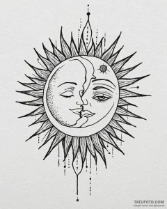 Tattoo sketch a moon and a sun, each on a sep... - эскиз тату (№1752979410_0, 20.07.2025 02:43) — Tatufoto.com