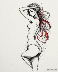 Tattoo sketch a delicate but strong female si... - эскиз тату (№1752979747_0, 20.07.2025 02:49) — Tatufoto.com