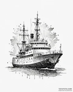 A shot of a research vessel in the antarctic.... - эскиз тату (№1752980507_0, 20.07.2025 03:01) — Tatufoto.com