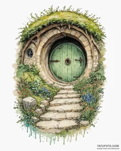 A sketch of the hobbit hole door of bag end.,... - эскиз тату (№1752980929_0, 20.07.2025 03:08) — Tatufoto.com