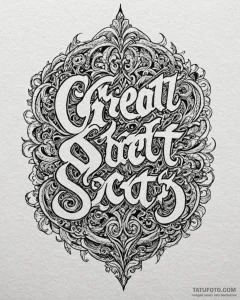 A chicano lettering tattoo of "great scott!".... - эскиз тату (№1752981519_0, 20.07.2025 03:18) — Tatufoto.com