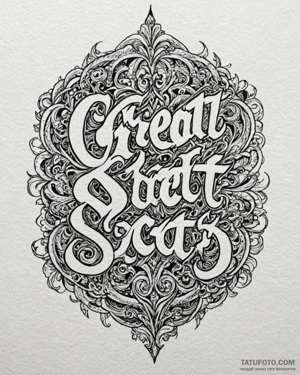 A chicano lettering tattoo of «great scott!»…. — эскиз тату (№1752981519_0, 20.07.2025 03:18) — Tatufoto.com