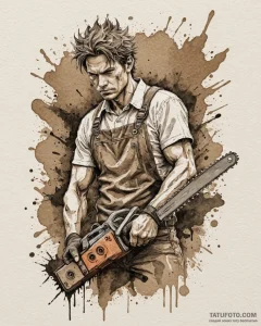 A neo-traditional portrait of chainsaw man, i... - эскиз тату (№1752981856_0, 20.07.2025 03:24) — Tatufoto.com