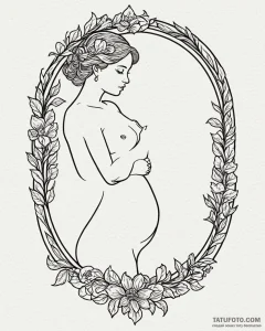 A powerful linework tattoo of a pregnant woma... - эскиз тату (№1752982701_0, 20.07.2025 03:38) — Tatufoto.com
