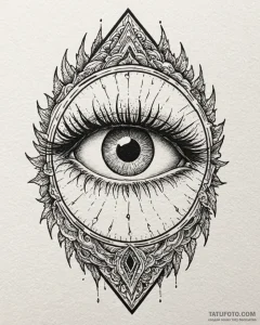 Tattoo design a stylized monster's eye peerin... - эскиз тату (№1752982785_0, 20.07.2025 03:39) — Tatufoto.com