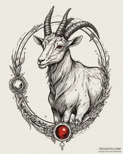 Tattoo design a capricorn goat-fish, with sat... - эскиз тату (№1752983290_0, 20.07.2025 03:48) — Tatufoto.com