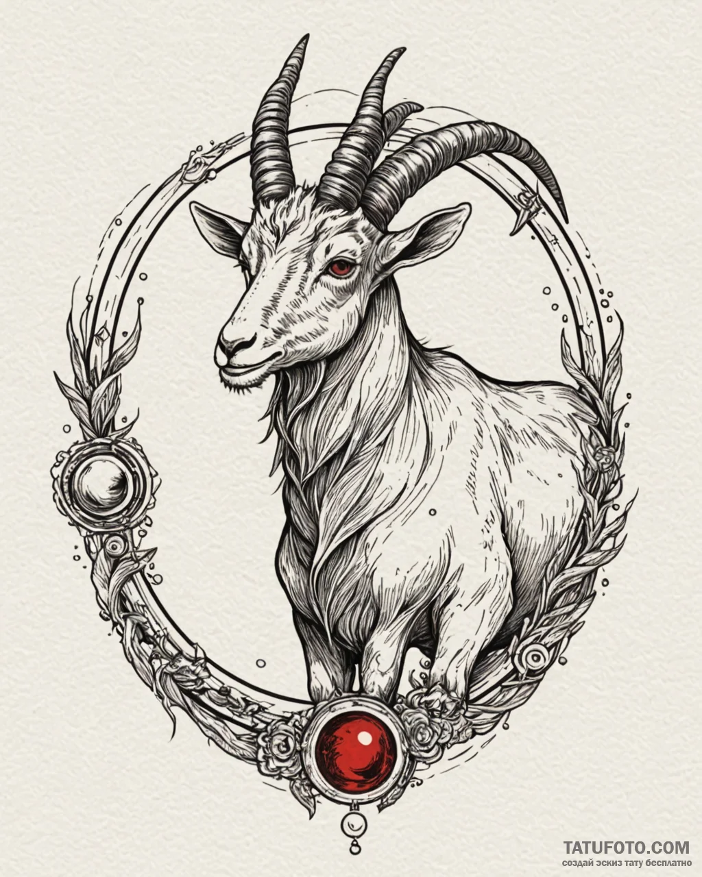 Tattoo design a capricorn goat-fish, with sat… — эскиз тату (№1752983290_0, 20.07.2025 03:48) — Tatufoto.com