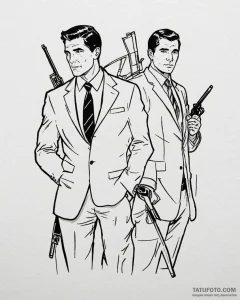 A linework tattoo of the main characters from... - эскиз тату (№1752983545_0, 20.07.2025 03:52) — Tatufoto.com