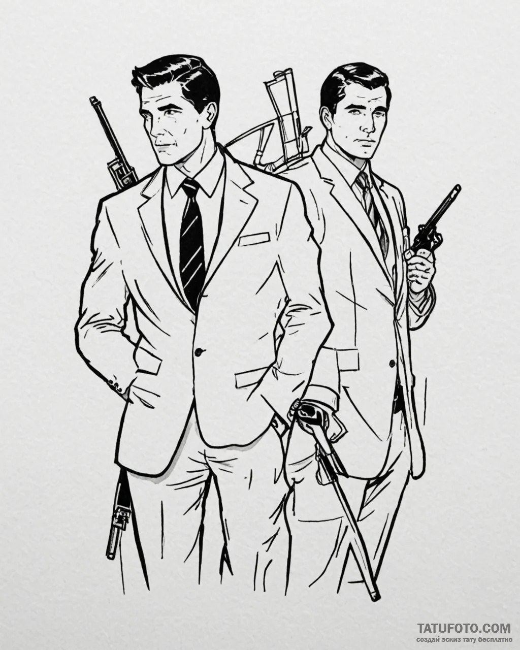 A linework tattoo of the main characters from... - эскиз тату (№1752983545_0, 20.07.2025 03:52) — Tatufoto.com