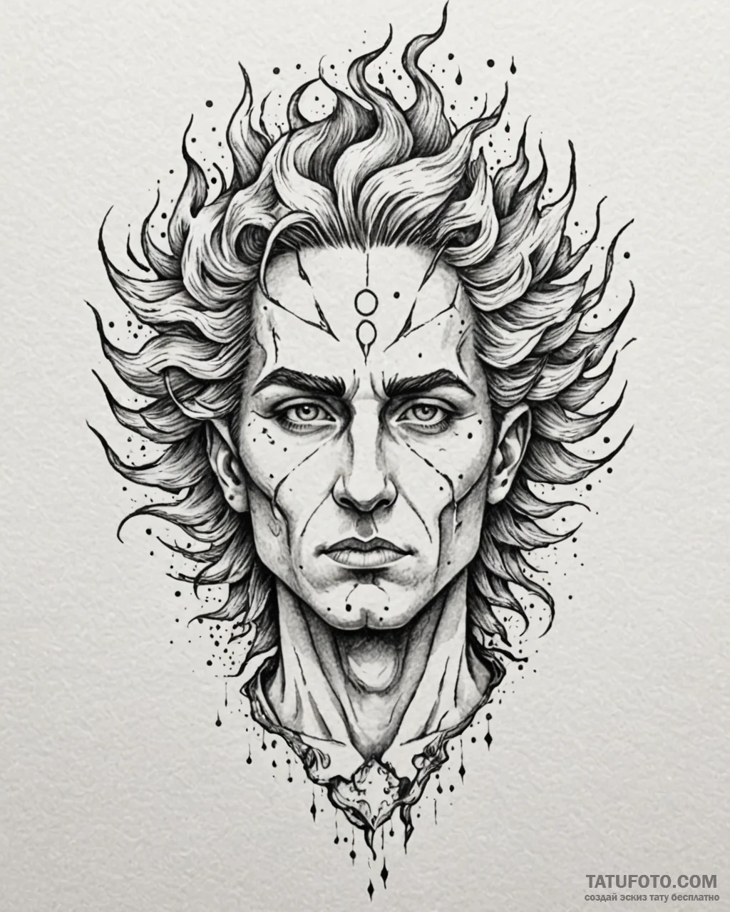 A powerful tattoo design of perun's face merg... - эскиз тату (№1752983628_0, 20.07.2025 03:53) — Tatufoto.com